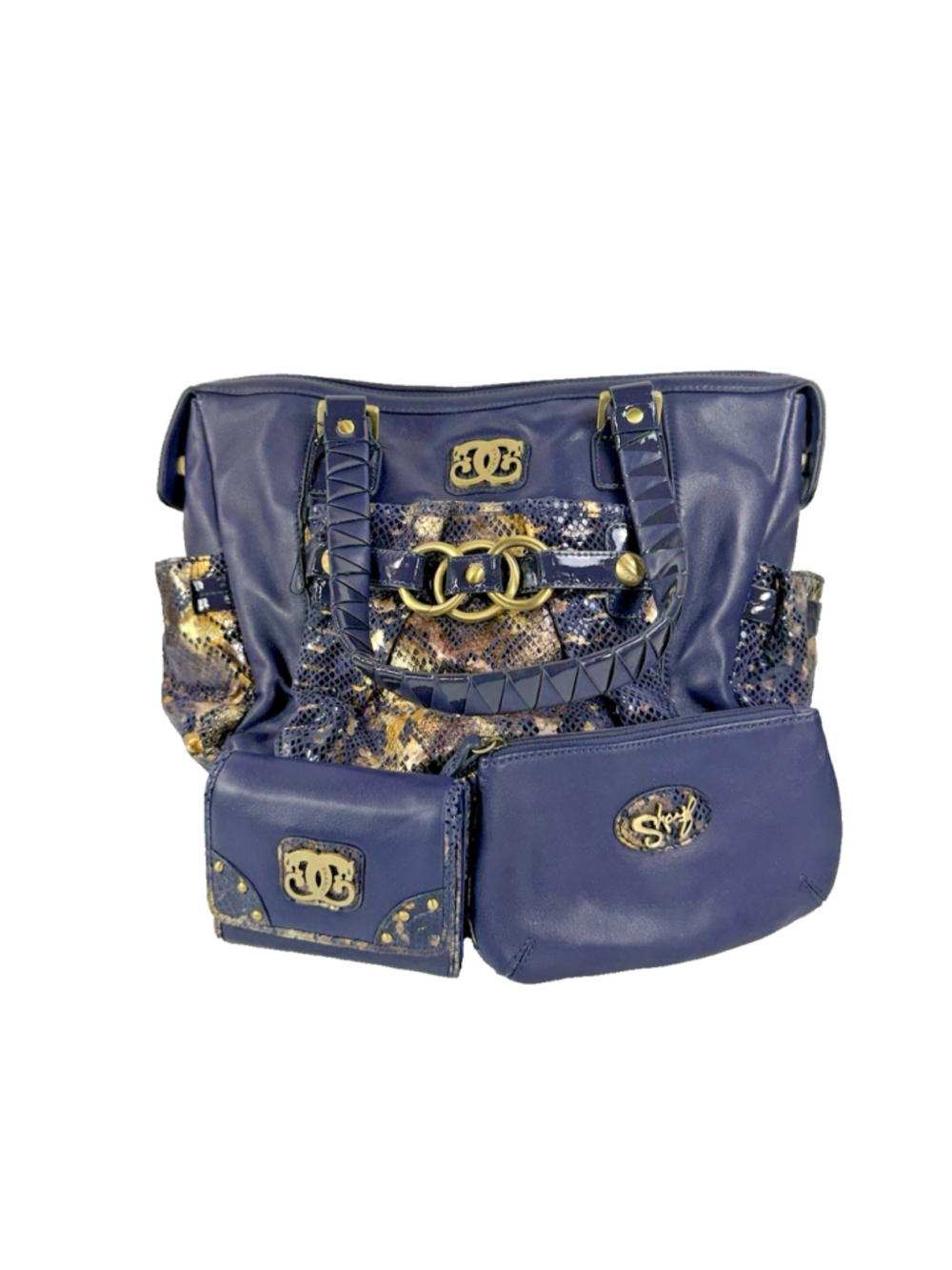 NWOT Sharif-original by Sharif 1827 Dk. Purple Leather/Patent Handbag-MSRP $247